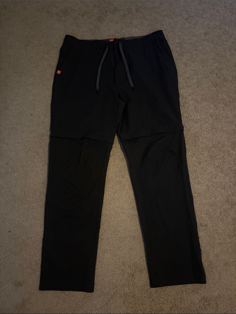 Men's Black Zip-Off Jogger Pants with Drawstring